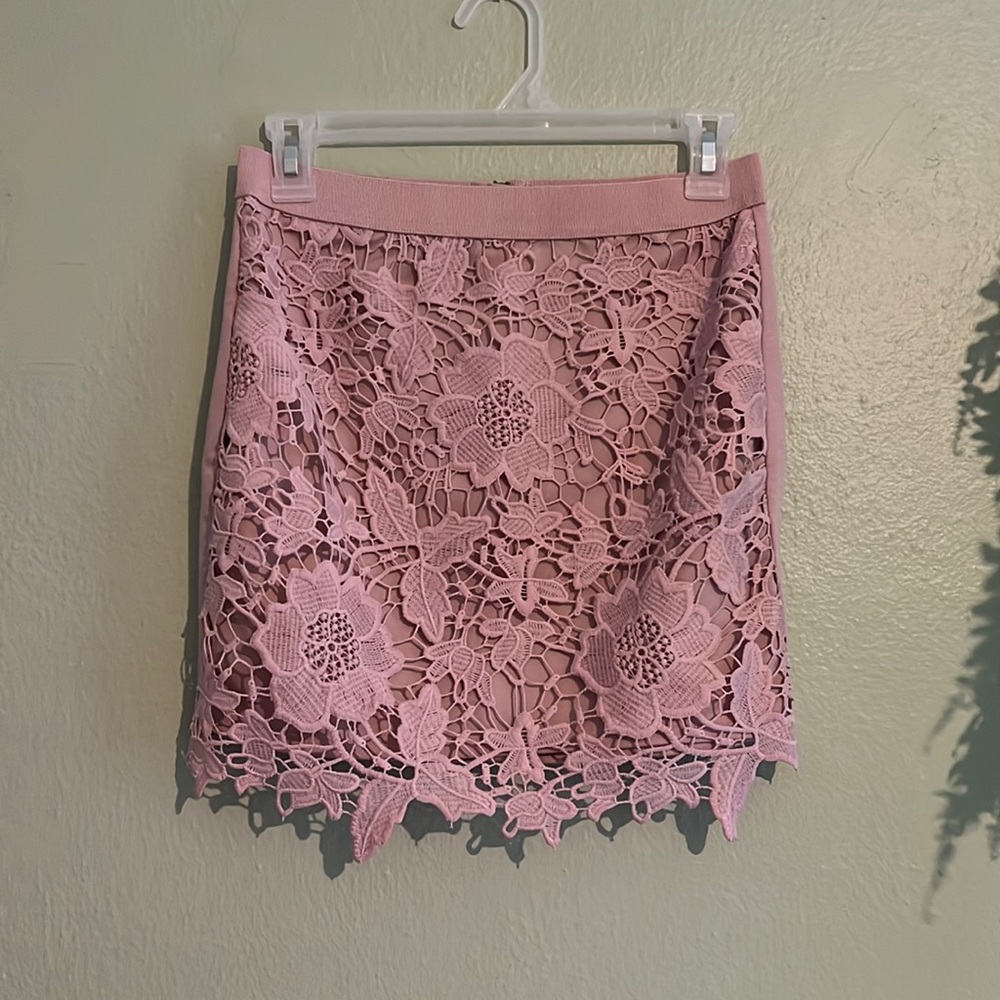 Pink Floral Lace Mini Skirt American Eagle